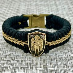 Christian Bracelet St. Michael Bracelet Gift for Christian - Etsy Byzantine Jubilee Bracelet As Gift, Byzantine Style Jubilee Bracelet As Gift, Orthodox Jewelry, Christian Bracelets, Black Core, Bronze Metal, Statement Bracelet, Measuring Tape, Custom Bracelets