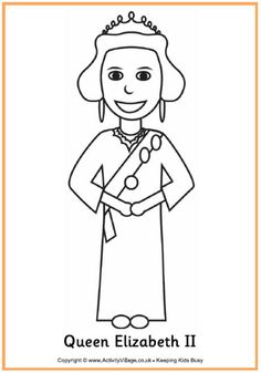 the queen elizabeth ii coloring page for children to print out and color with her name on it