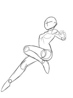 a drawing of a person jumping in the air with their legs spread out and one hand on