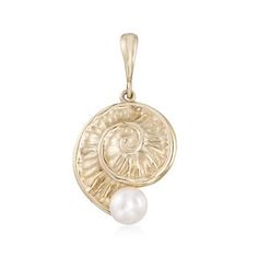 A cultured freshwater pearl looks lustrous at the end of our nautilus shell pendant. Single bale fits up to a 2mm chain, sold separately. Lifelike details on this artful creation keep the spirit of the sea close to you each day! Item no. 870333 Nautilus Shell, Shell Pendant, Nautilus