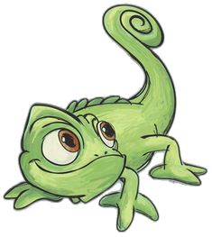 a drawing of a green lizard with eyes wide open and one foot in the air