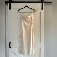 No Tags, Never Worn, Size M, Adjustable Straps. Purchased Brand New From Local Boutique Fitted Cream Satin Slip Dress, Cream V-neck Slip Dress For Evening, Feminine Cream V-neck Slip Dress, Cream Silk V-neck Maxi Dress, Ivory Satin Dress, Local Boutique, Satin Dress, Satin Dresses, Adjustable Straps