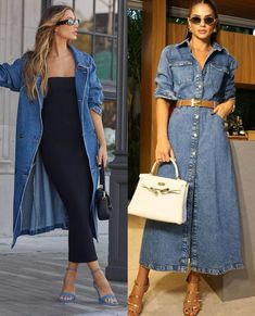 Long Denim Skirt Outfit, Denim Styling, End Of Summer Sale, Denim Dresses, Long Denim Skirt, Denim Skirt Outfits, Denim Outfits, Estilo Hippie, Skirt Outfit