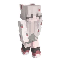 an image of a minecraft character standing in front of a white background with red accents