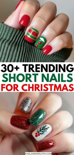 Short Xmas nails, Jack Nightmare Before Christmas nails short, short Christmas nails kids, unique short Christmas nails, and short Christmas nails tree. Gel Short Christmas Nails, Gel Nail Holiday Designs, Trending Christmas Nails Short, Simple Nail Design For Christmas, Easy Nail Art For Beginners Christmas, Gel Nail Ideas For Christmas, Santa Nails Short, Diy Christmas Gel Nails, Easy Christmas Dip Nail Ideas