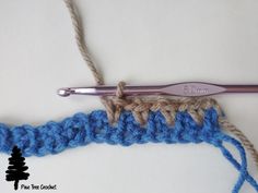 the crochet stitch is being worked on