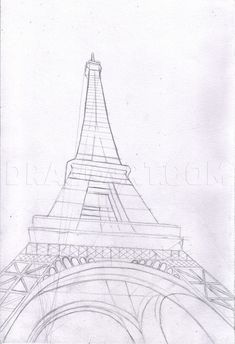 a pencil drawing of the eiffel tower