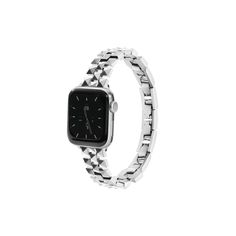 Dial up every outfit from basic to brilliant. Gleaming at every turn of the wrist, this gorgeous stud band transforms your Apple Watch into a stylish statement piece. Modern Silver Apple Watch Band For Formal Occasions, Modern White Gold Bracelet Strap Apple Watch Band, Modern White Gold Apple Watch Band With Bracelet Strap, Modern White Gold Apple Watch Bracelet Strap, Modern Stainless Steel Apple Watch Band For Formal Occasions, Modern White Gold Bracelet Strap Watch Bands, Modern White Gold Watch Bands With Bracelet Strap, Modern Adjustable White Gold Apple Watch Band, Adjustable Silver Watch Bands With Palladium Hardware