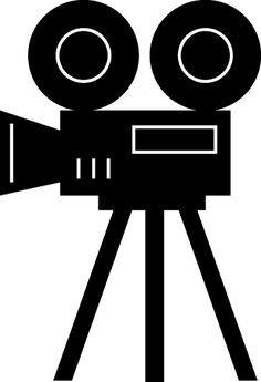 a black and white silhouette of a movie camera