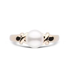 Our Love Collection ring's design, with an X on either side of a round Akoya pearl, embodies the ubiquitous XOXO so many use to sign letters to loved ones. The AAA quality Akoya pearl has sharp luster, a bright white color and an extremely clean surface. The ring's elegant and romantic design is the perfect complement to a night on the town or as a symbol of enduring love. It is available in 14-karat white or yellow gold. Letters To Loved Ones, Pearl Ring Design, Akoya Pearl Ring, Sign Letters, Cultured Pearl Ring, Akoya Pearl Necklace, Akoya Pearl Earrings, Pearl Rings, Pearl And Diamond Ring