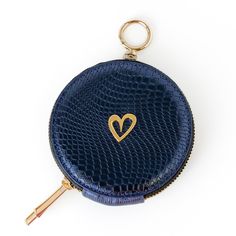 Zippy Coin by Nataly Mendez Genuine Leather 11 CM diametro Gold Heart Chic Travel Coin Purse With Coin Pocket, Blue Bag With Interior Key Chain Holder For Gift, Blue Portable Wallets For Everyday Use, Portable Blue Wallets, Elegant Blue Coin Purse With Card Slots, Compact Blue Bags For Daily Use, Compact Coin Purse With Interior Key Chain Holder, Blue Pouch Wallet With Zipper Closure, Trendy Compact Coin Purse With Removable Pouch