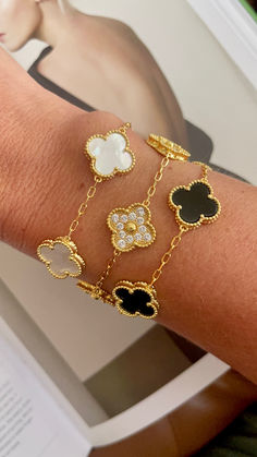 Chic, classic, and versatile, shop our stunnig Clover collection! Symbol Of Luck, Bracelet Inspired, Clover Bracelet, Nice Jewelry, Heart Hoop Earrings, Jewelry Lookbook, Black Necklace, Dream Jewelry, Pendant Bracelet