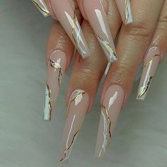 Gold Nail Designs, Coffin Press On Nails, Diy Nail Art, Butterfly Nail