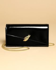 Elegant Glossy Evening Shoulder Bag, Elegant Glossy Finish Evening Shoulder Bag, Elegant Evening Shoulder Bag With Glossy Finish, Elegant Evening Shoulder Bag With Metal Logo, In My Dreams, Black Crossbody Bag, Bag With Chain, Black Crossbody Purse, Addams Family