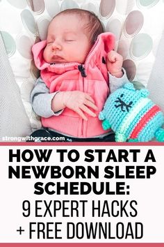 a baby sleeping in a car seat with the text how to start a newborn sleep schedule