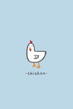 Derpy silly little chicken drawing on a pastel baby blue background, digital wallpaper Cute Drawings Of Chickens, Easy Chicken Doodles, Cool Chicken Drawing, Cute Chickens Drawing, Chicken Simple Drawing, Simple Chicken Illustration, Chicken Iphone Wallpaper, Chicken Wallpaper Aesthetic