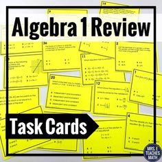 a pile of yellow post it notes with the words,'algebra 1 review task