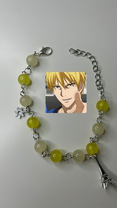 Kuroko no Basket themed (adjustale) bracelet | Kise Ryouta - bracelet with Kise's colour scheme and couple of charms that matches his character (personality). Kuroko Basketball Kise, Kyo Sohma Bracelet, Tbhk Bracelet, Kuroko No Basket Kise, Fruit Basket Kyo Bracelet, Koruko Basketball, Kuroko No Basket Kise Ryouta, Kise Ryouta, Character Personality