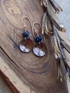 Stamped Copper Earrings 7th Anniversary Gift Bohemian Earrings - Etsy Stamped Metal Jewelry, Red Flower Earrings, Pink Crystal Earrings, Hand Stamped Metal, Metal Stamped Jewelry, 7th Anniversary Gifts, Teal Earrings, Stamped Metal, Bohemian Jewellery