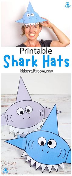 the shark hat is made out of construction paper