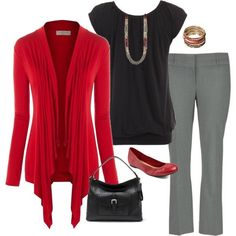 Fall Plus Size Outfit by jmc6115 on Polyvore featuring maurices, Merona and Sonoma life + style Cardigan Outfit Work, Sahm Style, Outfit Nero, Sassy Diva, Best Cardigans, Look Office, Gray Pants, Cardigan Outfits, Teacher Outfits