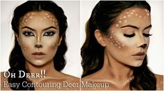 Easy Deer Makeup Tutorial | Halloween 2016 Womens Doe Costume Diy, Doe Deer Costume, Diy Fawn Costume Women, Deer Face Paint Halloween, Reindeer Makeup Tutorial, Deer Costume Women Makeup, Diy Carnaval Costume, Deer Halloween Costumes Women, Diy Deer Makeup