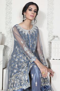 Chloe | Pakistani Designer Outfit | Sarosh Salman Elegant Unstitched Blouse With Intricate Embroidery, Elegant Chinon Blouse With Resham Embroidery, Elegant Blouse With Intricate Embroidery For Eid, Elegant Eid Blouse With Intricate Embroidery, Semi-stitched Tops With Dupatta For Festive Occasions, Elegant Chinon Blouse With Zari Work, Elegant Blouse With Intricate Embroidery In Chinon, Elegant Chinon Blouse With Intricate Embroidery, Organza Sharara With Long Sleeves For Reception