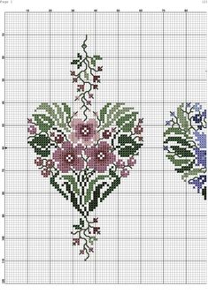 two cross stitch designs with flowers on them