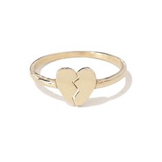 The Broken Heart ring is composed of solid 14K gold and beautifully set onto a complementary matching 14K solid gold band. The perfect addition to your ring collection! Heart Dimensions: approximately 7.5mm (w) x 7.5mm (h) Band Thickness: approximately 1.7mm Metal Finish: High Shine Polish This design is available in Rose, White and Yellow 14K Gold Please note that this item takes about 3 to 5 business days for production, prior to shipping. This item is proudly made in USA. *This piece comes in Forever Symbol, Emoji Jewelry, Friendship Best Friends, Emoji Ring, Bff Rings, Wedding Jewelry For Bride, Heart Emoji, Solid Gold Band, Bride Jewellery