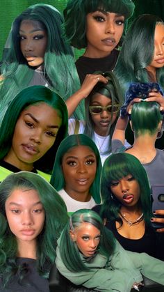 Green Hair For Black Women, Dark Green Bob Black Women, Adore Green Hair Dye, Hunter Green Hair On Black Women, Forest Green Hair Black Women, Dark Green Braids For Black Women, Green Hair Black Women Natural, Green Hair Halloween Costumes Ideas, Green Dyed Hair Black Women