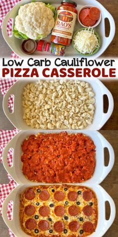 low carb cauliflower pizza casserole is an easy and delicious dinner idea