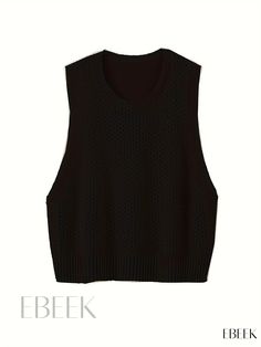 Ebeek - Womens Casual Sleeveless Loose Sweater: Solid Crew Neck Knitted Vest, Fashionable and Comfortable Clothing Casual Open Knit Tank Top For Fall, Casual Sleeveless Open Knit Top, Fall Season Sleeveless Open Knit Tank Top, Fall Sleeveless Open Knit Tank Top, Fall Open Knit Sleeveless Tank Top, Fall Season Open Knit Sleeveless Tank Top, Winter Sleeveless Pointelle Knit Sweater Vest, Sleeveless Pointelle Knit Sweater Vest For Winter, Sleeveless Open Knit Tops For Fall