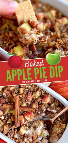 baked apple pie dip in a white bowl