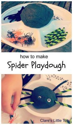 the spider playdough is an easy and fun halloween activity for kids to make