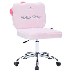 a pink hello kitty office chair with wheels