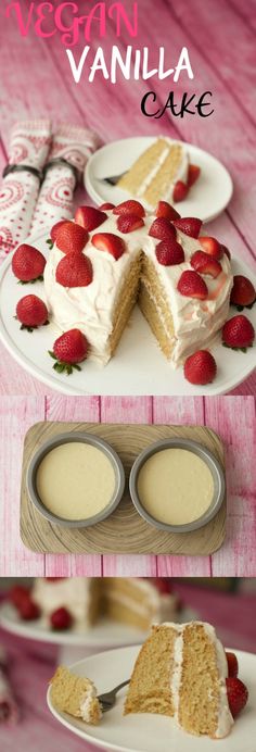 there are four different types of cake on the table