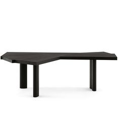 an angled table with black metal legs