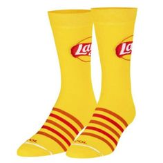 Lays Stripes Men's Crew Socks Yellow Ruffles Chips, Novelty Gifts For Men, Food Socks, Yellow Socks, Potato Chip, Mens Crew Socks, Apparel Merchandising, Funny Food, Crazy Socks