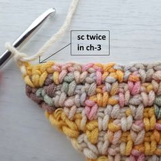 the crochet stitch is being worked on