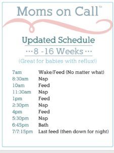 a flyer for mom's on call with instructions to schedule the baby's birth