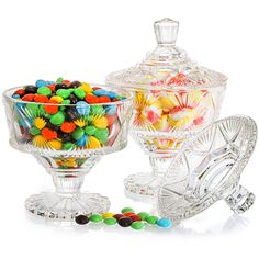 PRICES MAY VARY. Perfect Size: Includes 2 pack glass candy dish with lid, measures approx. 5" in Diameter , 4.5" in height without cover, 6.5" in height with cover, capacity is 15 Oz. The right size to hold and showcase cookies, candy, treats, fudge or other exquisite small things. Exquisite Look: Our crystal candy dish with lid are made of premium clear glass, the exterior exquisite embossed diamond pattern make the candy bowl sparkle and shine elegantly. Glass does not discolor, retain smells Candy Bar Tree, Buffet Wedding, Candy Buffet Wedding, Glass Candy Jars, Crystal Candy, Party Candy, Donut Shop, Glass Candy Dish, Candy Jar