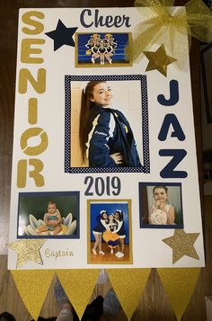 a child's graduation poster with photos and stars