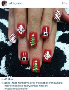 Nails December, December Nails, Chrome Nails Designs, Tree Nails, Pretty Nail Designs