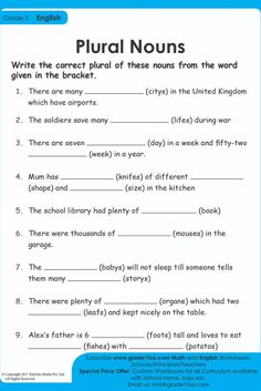 an english worksheet with the words plural nouns on it