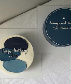 there is a birthday cake that has been decorated with the words happy birthday to you