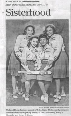 an old newspaper article with three women in the front and one is holding a baseball bat