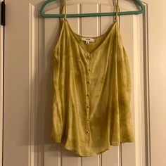 Yellow Tank Top. Spaghetti Straps . Made Of 65% Rayon And 35% Polyester. Never Worn . Summer Cami Tank Top For Daytime, Summer Cami Tops For Daytime, Summer Daytime Top With Spaghetti Straps, Spring Daytime Spaghetti Strap Tank Top, Casual Spring Camisole For Daytime, Casual Spring Daytime Camisole, Spring Daytime Tops With Spaghetti Straps, Green Casual Camisole For Summer, Green Casual Summer Camisole