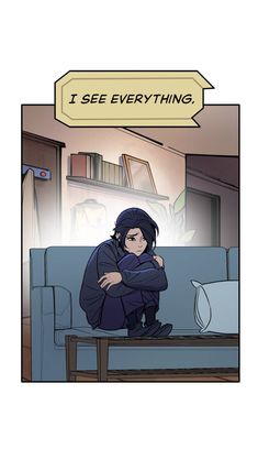 a comic strip with an image of a person sitting on a couch and the caption says, i see everything