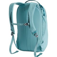 the back view of a backpack with straps on it, showing the front pocket and shoulder strap