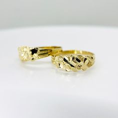 10k Solid Gold Nugget Band Ring I for Men Women * Metal : Real 10K Yellow Gold * Condition : Brand New * Finish : Polished * Width : 6.4 mm * Weight : 1.6 gram * Processing time : 1~3 business days * Ships from California This is 100% Authentic 10k Gold. Not plated or filled. All of our items are brand new and are shipped with a gift box. Ring Boy, Dainty Band, Gold Nugget, Classic Jewelry, Types Of Rings, Engraved Rings, Personalized Jewelry, Band Rings, Solid Gold